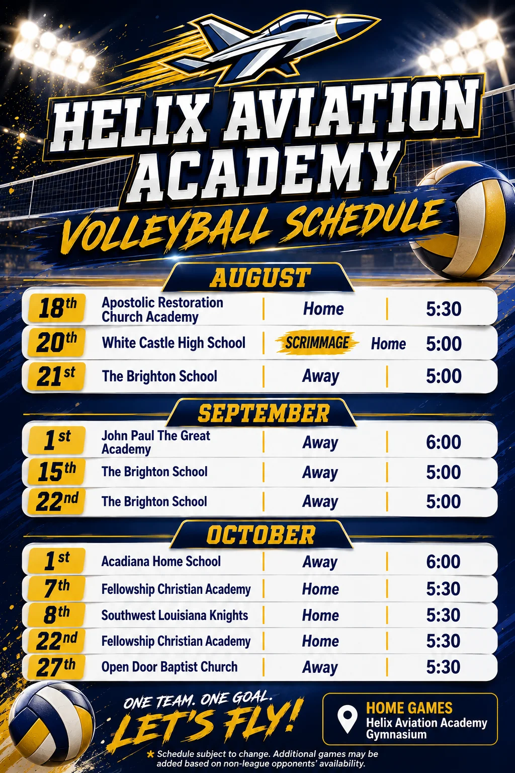 Graphic of HAA Volleyball Schedule